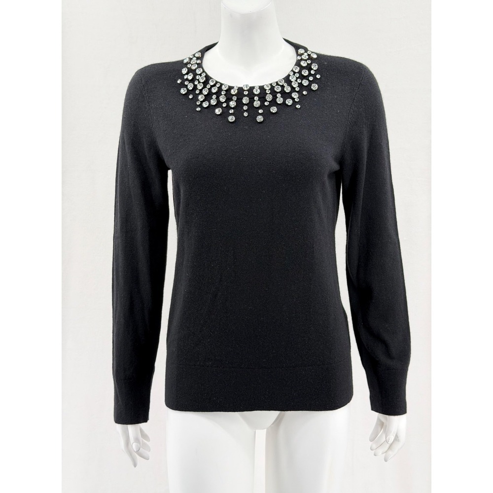 Kate Spade Sweater Womens Medium Black Embellished Do Wonders Designer‎ Preppy